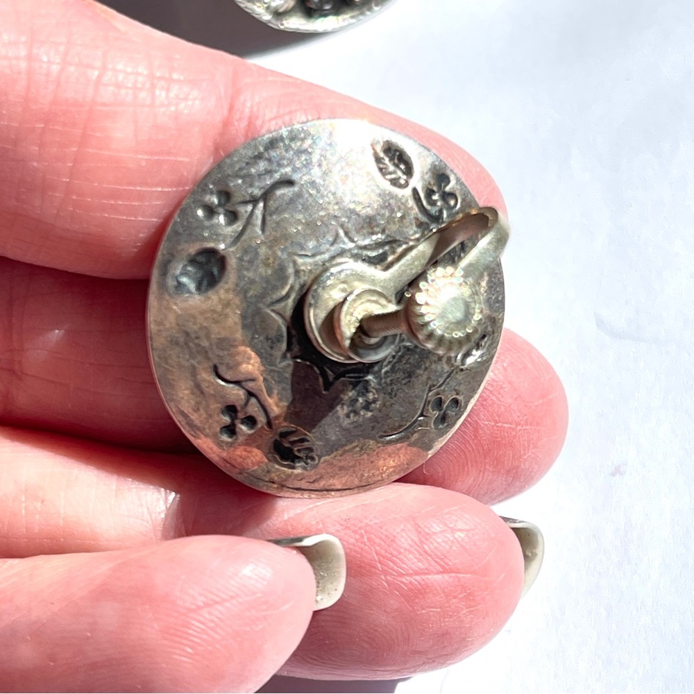 Vintage Mexican Detailed Sombrero Screw Back Earrings Sterling Silver 925 - Picture 6 of 10